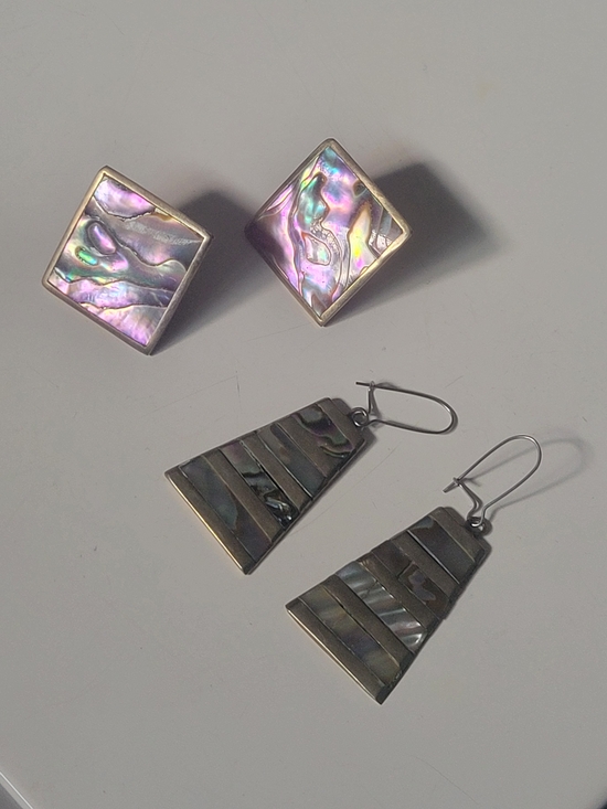 Jewelry - Vintage Silver Abalone Shell Earrings